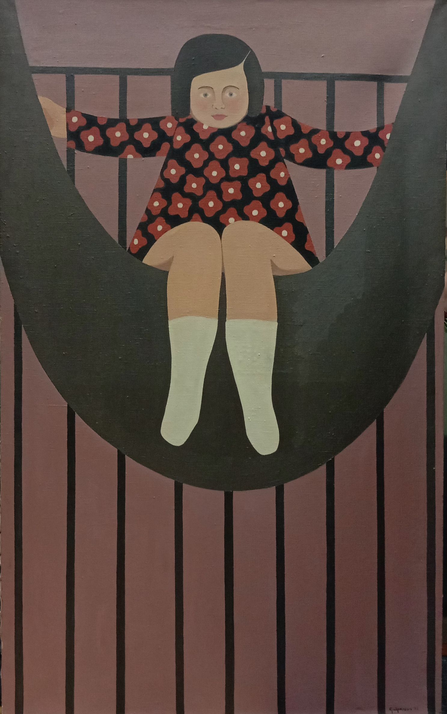 1973 Niña en el columpio 130x81 Óleo sobre lienzo
